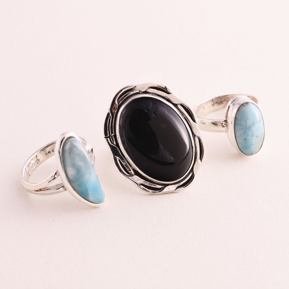 3 sterling silver rings - (56)